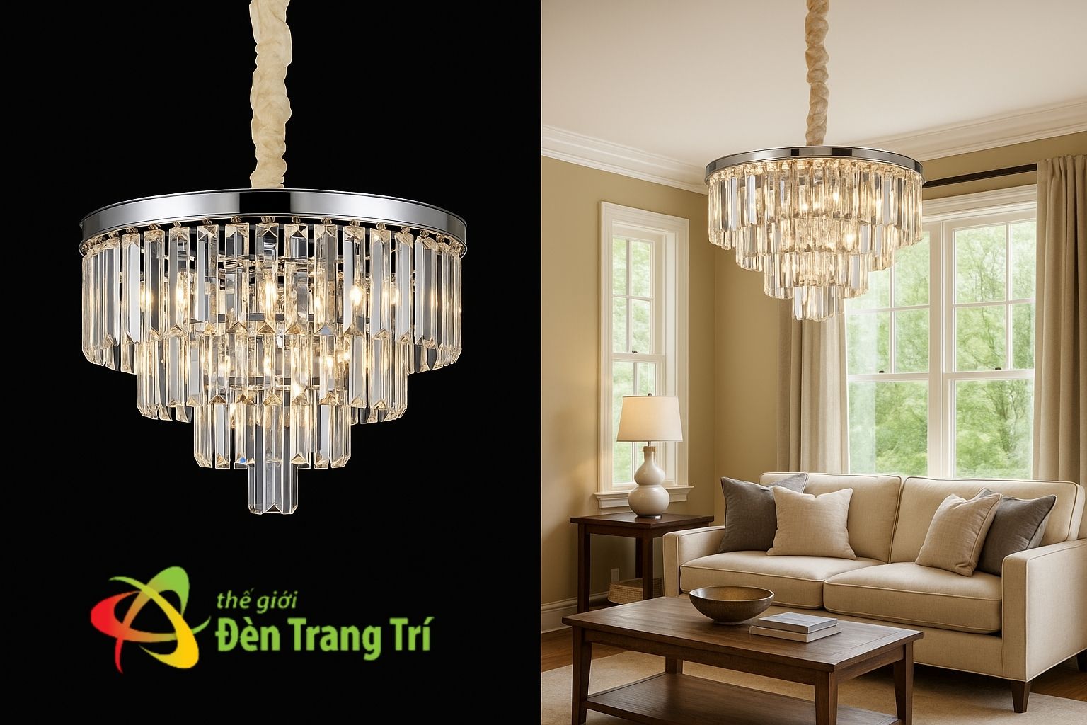 Đèn thả trần phòng khách đẹp