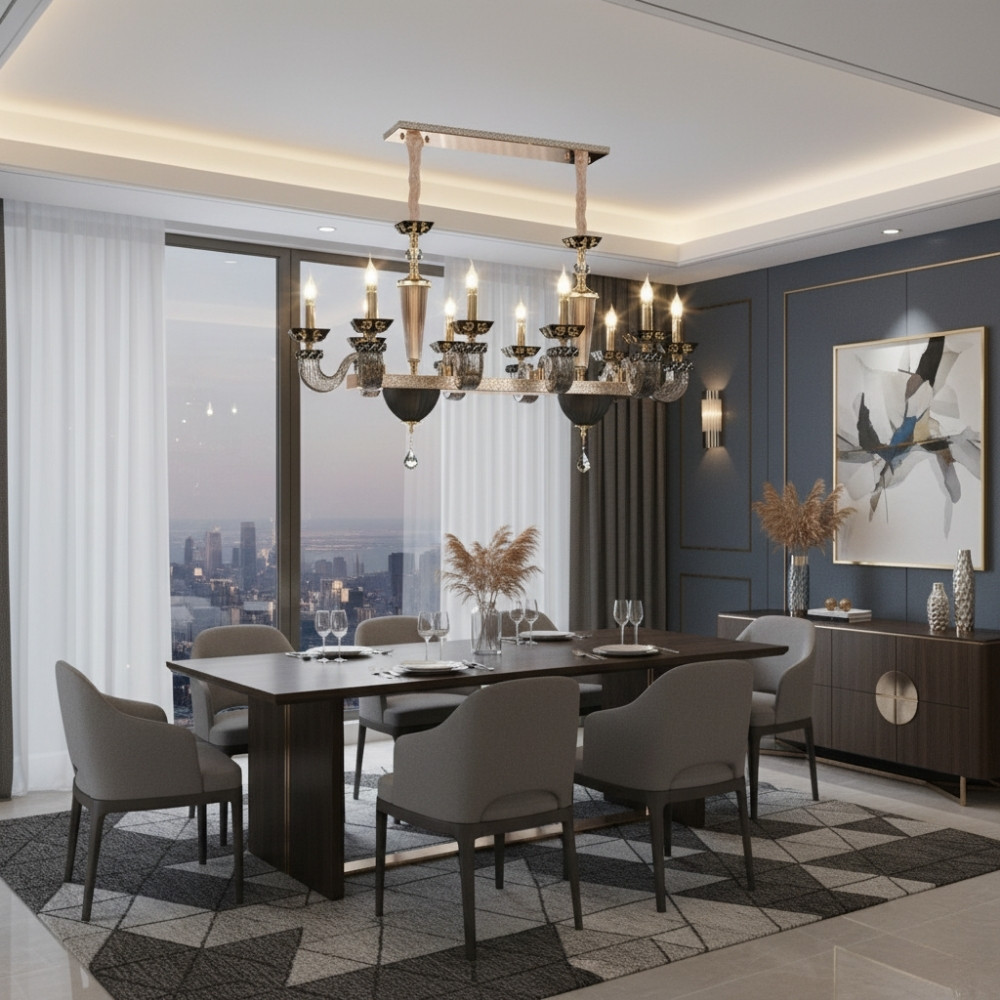 Đèn thả pha lê trang trí bàn ăn