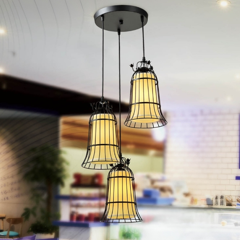 Mẫu đèn thả bàn ăn kiểu thanh ngang 3 bóng