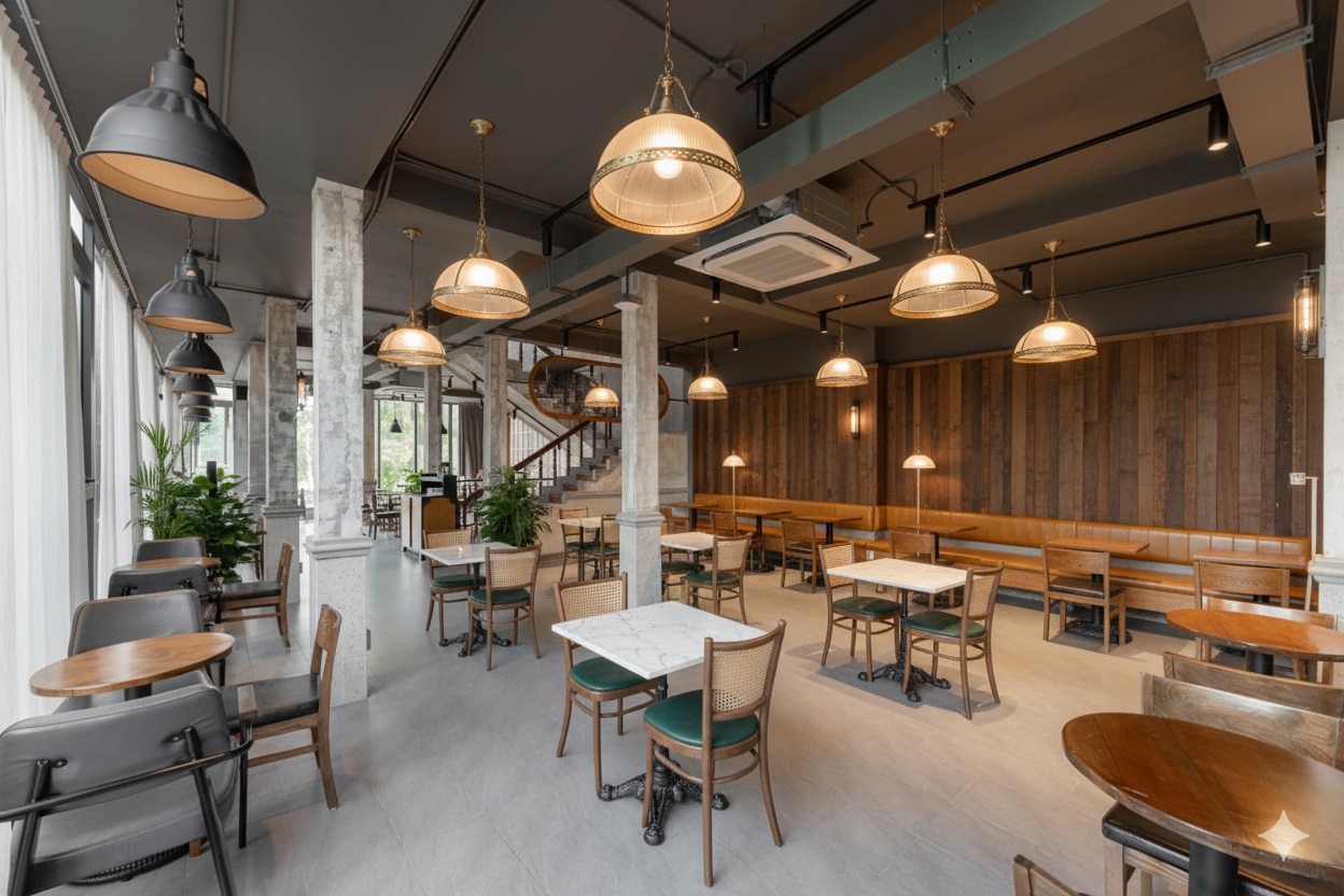 Đèn thả trang trí quán cafe vintage