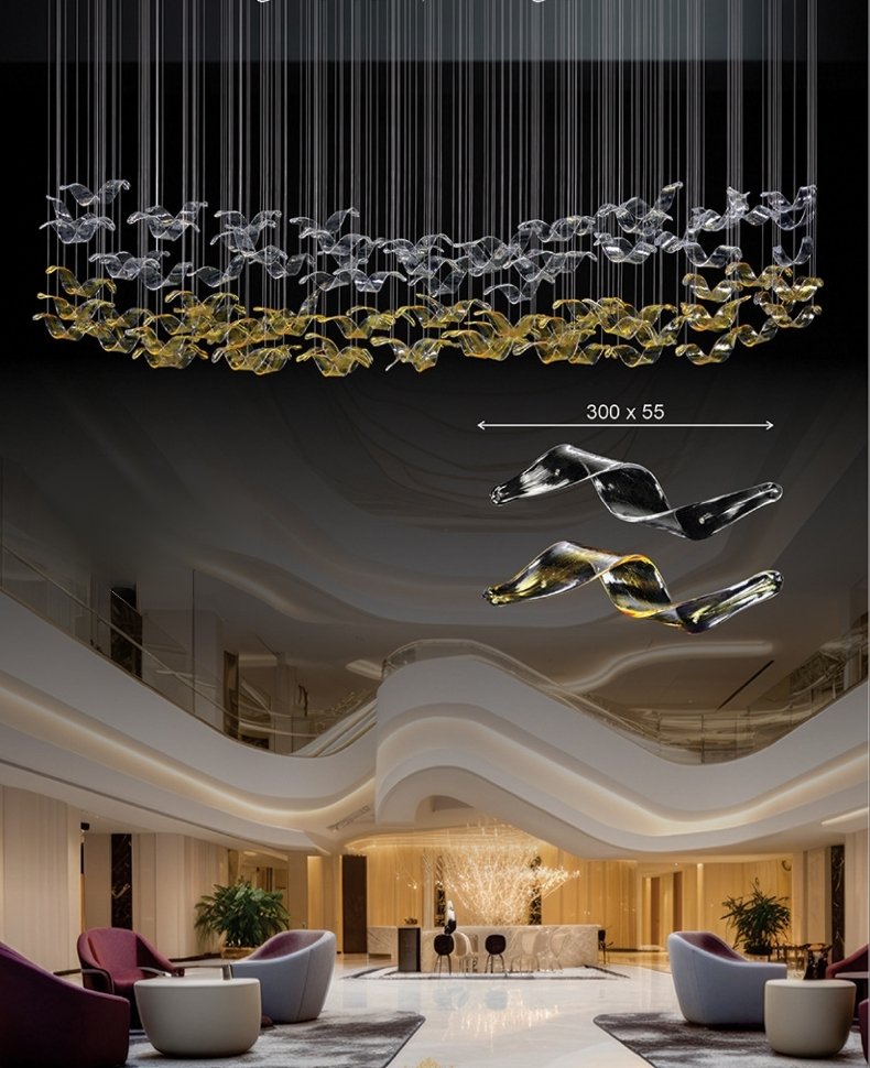 Đèn Thả Pha Lê Thông Tầng Sảnh Khách Sạn Hiện Đại