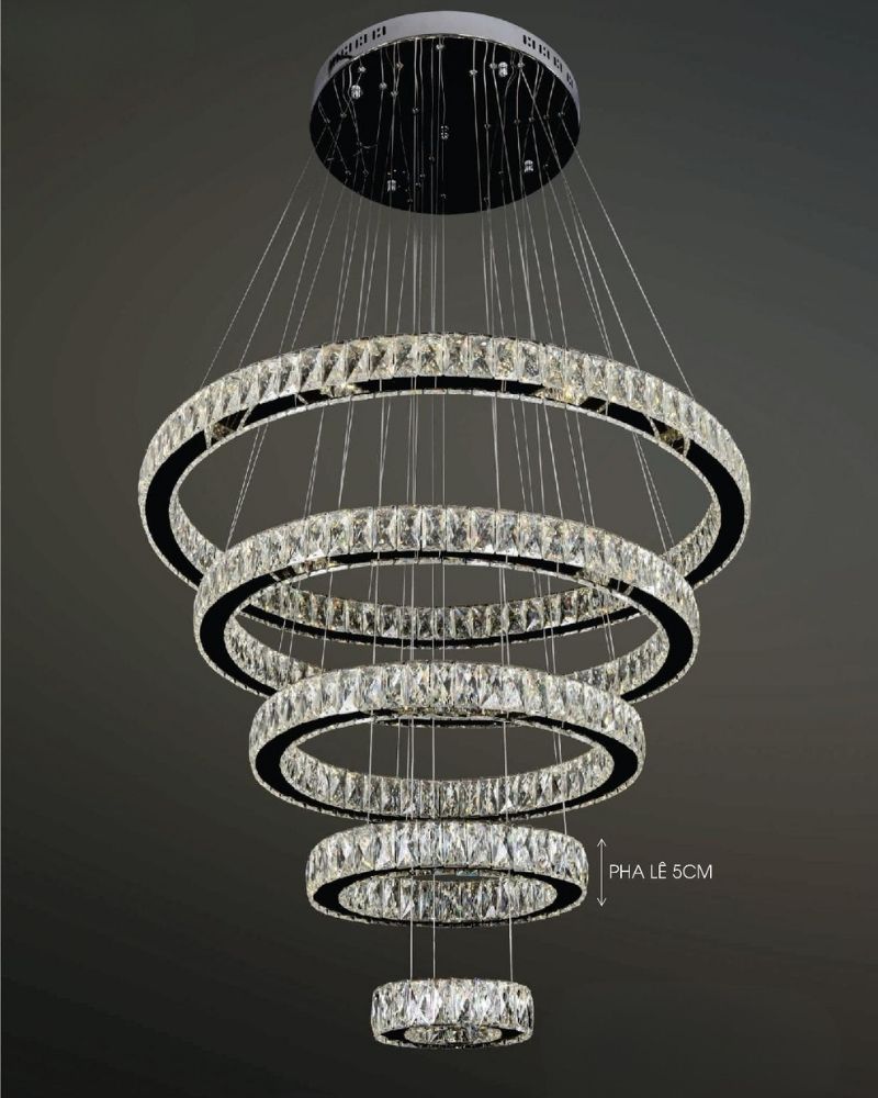 Đèn Thả Vòng Pha Lê LED Trang Trí Thông Tầng Hiện Đại