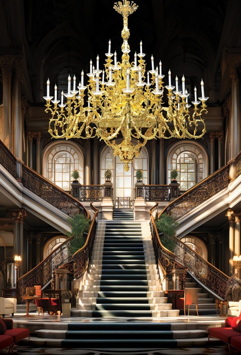 Đèn trang trí cầu thang tân cổ điển biệt thự