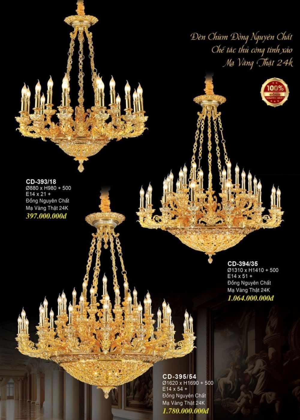 Đèn trang trí cổ điển cao cấp cho biệt thự