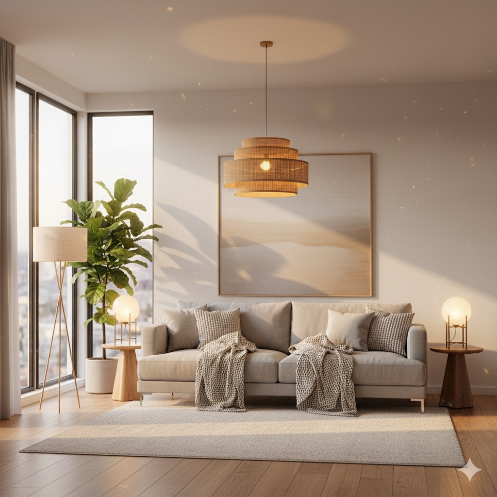 Đèn trang trí phòng khách phong thủy