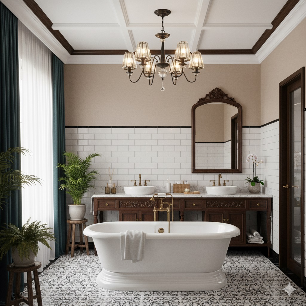 Đèn chùm trang trí phòng tắm indochine