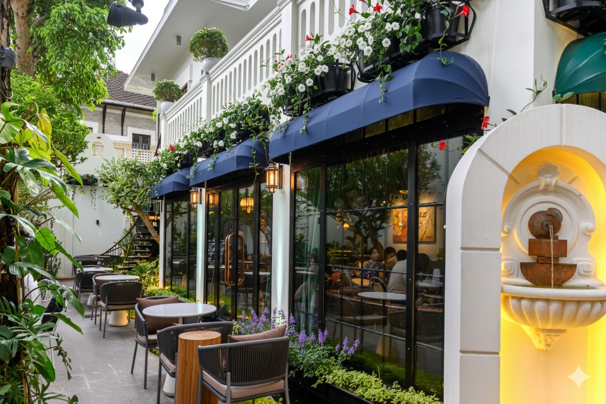 Đèn trang trí quán cafe ngoài trời