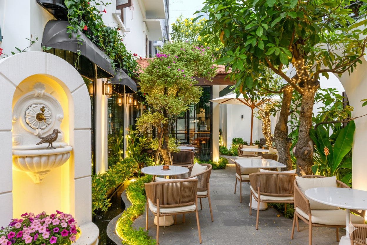 Đèn trang trí quán cafe ngoài trời đẹp