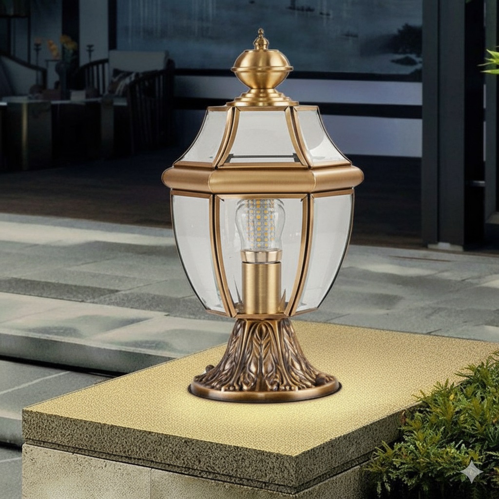 đèn trụ cổng bằng đồng