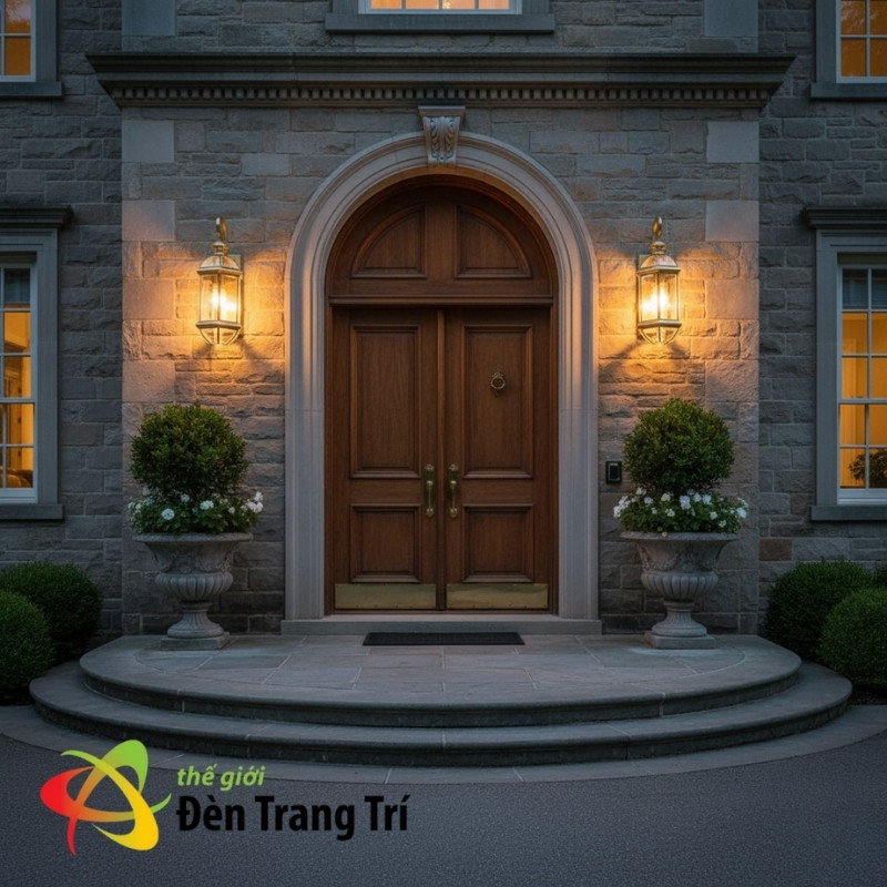 ĐÈN VÁCH ĐỒNG TRANG TRÍ MẶT TIỀN NHÀ ĐẸP VD6007S