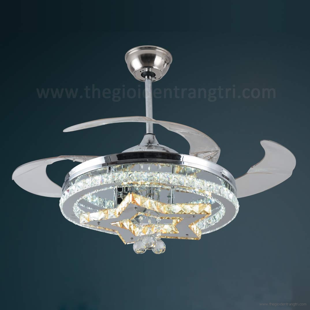 Quạt Trần Cánh Xếp Có Đèn LED Đổi 3 Màu DQ6063