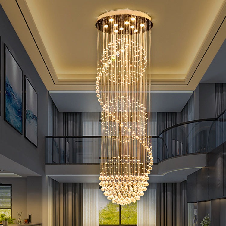 Đèn Thả Pha Lê Thông Tầng Sảnh Khách Sạn Hiện Đại