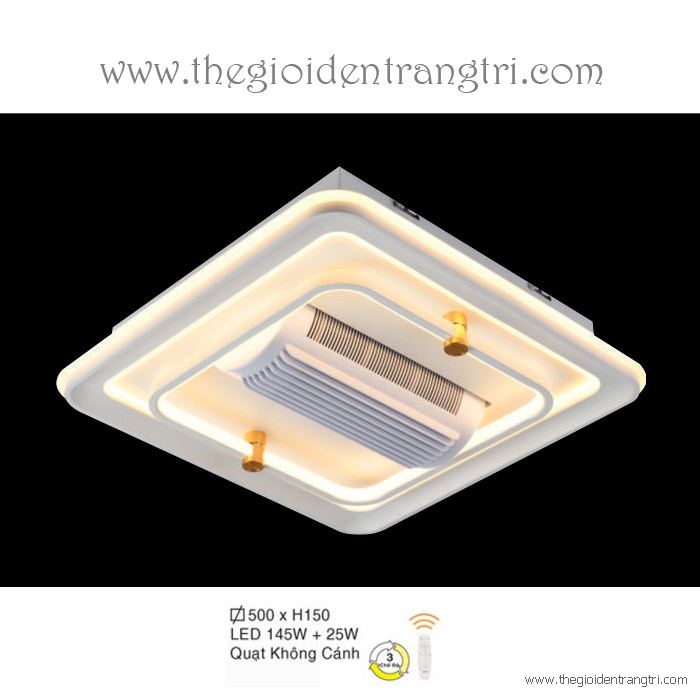 Đèn quạt trần không cánh hiện đại hình vuông