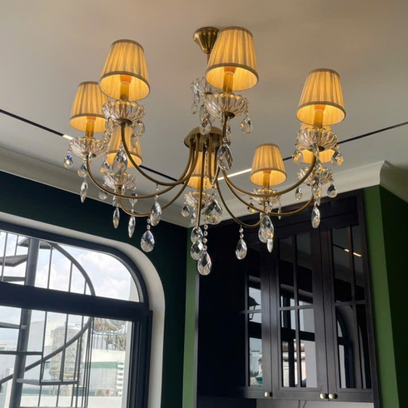 Mẫu đèn chùm CNQT418 lắp đặt tại phòng khách