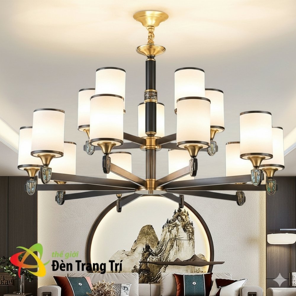 Đèn Trang Trí Phòng Khách Cổ Điển - Đèn Chùm Đồng CD1283-15