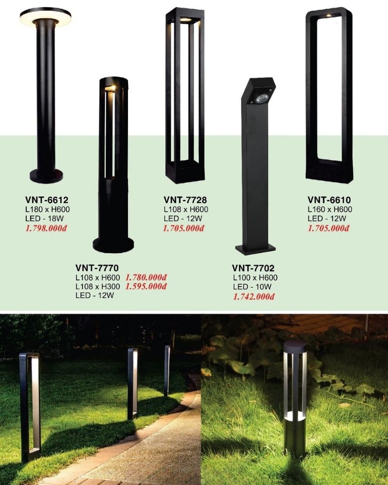 Mẫu Đèn Trang Trí Sân Vườn Ngoài Trời - Đèn Trụ Thấp