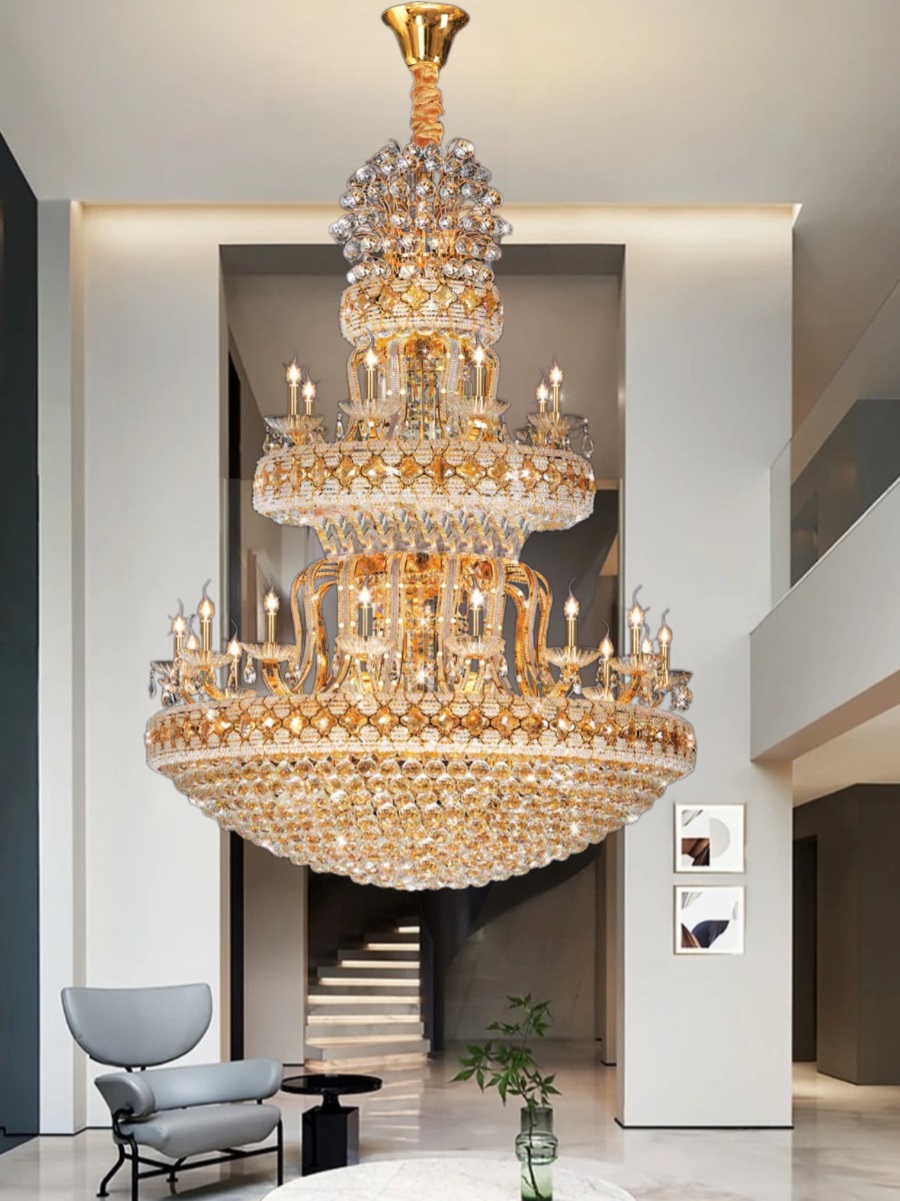 Đèn chùm pha lê phòng khách thông tầng NC8006-24