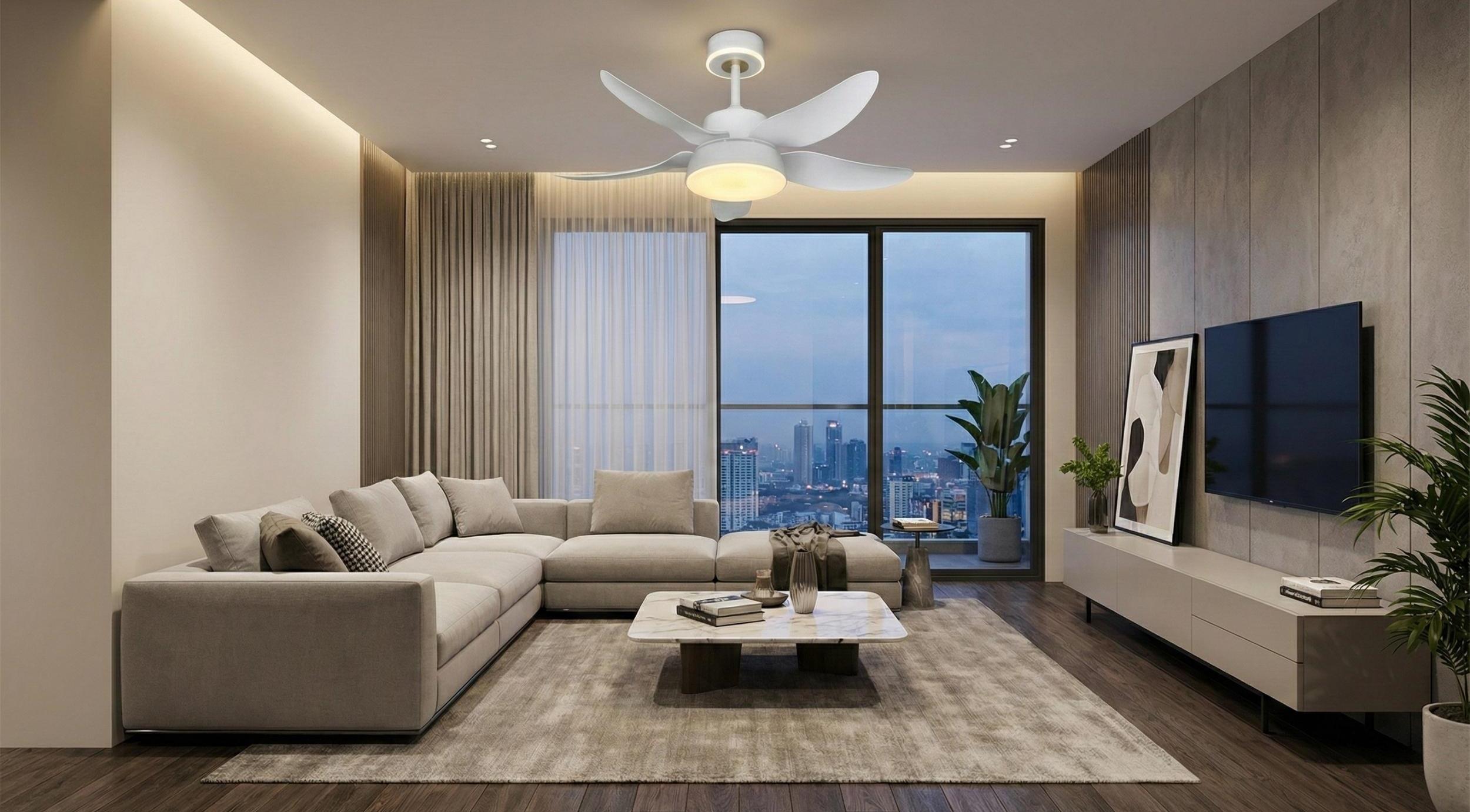 Quạt Trần 5 Cánh Nhựa Có Đèn Hiện Đại DQ6166 - Mẫu Mới Đẹp 2026