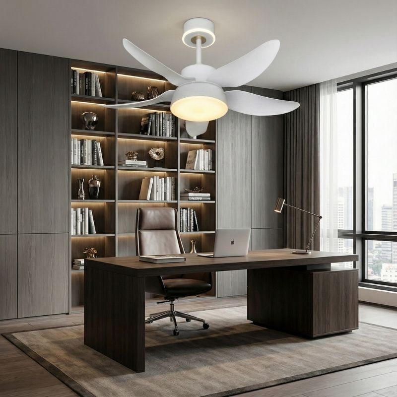 Quạt Trần 5 Cán Nhựa ABS Có Đèn Trang Trí Phòng Làm Việc DQ6166