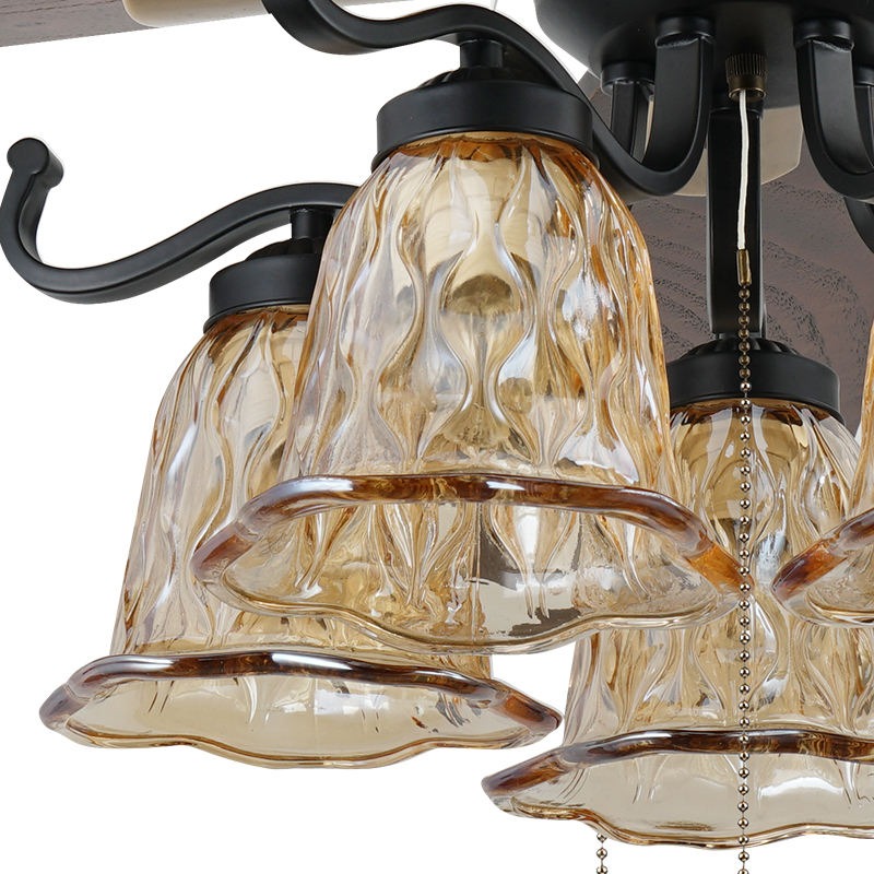 Quạt Trần 5 C&aacute;nh Gỗ C&oacute; Đ&egrave;n Ch&ugrave;m QT5010