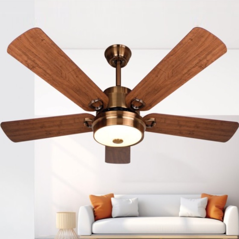 Quạt Trần 5 Cánh Gỗ Có Đèn Phong Cách Indochine QT2099