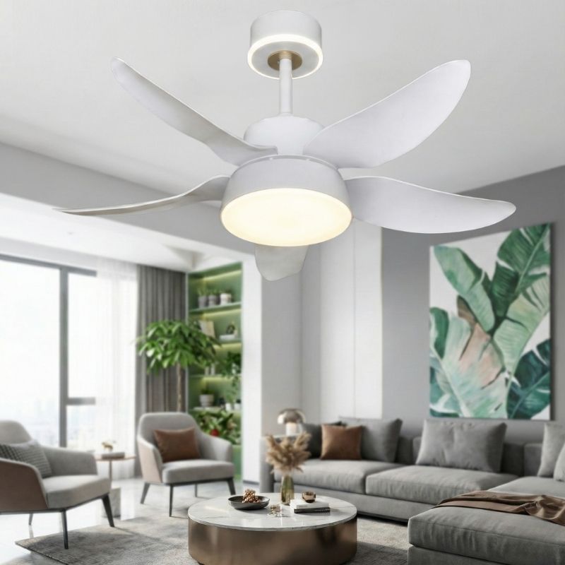 Quạt Trần 5 Cánh Nhựa ABS Có Đèn Trang Trí Phòng Khách Đẹp DQ6166