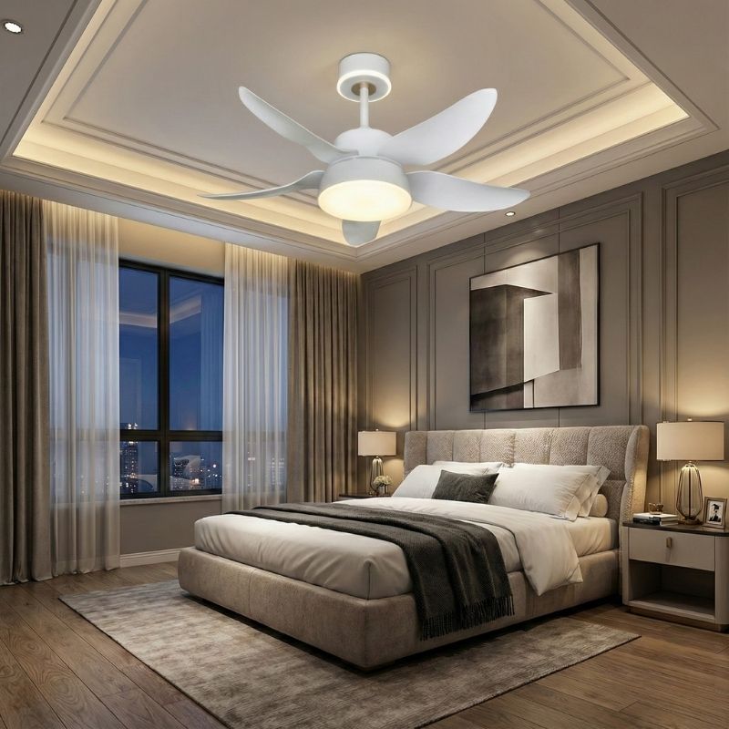 Quạt Trần 5 Cánh Nhựa ABS Có Đèn Trang Trí Phòng Ngủ DQ6166