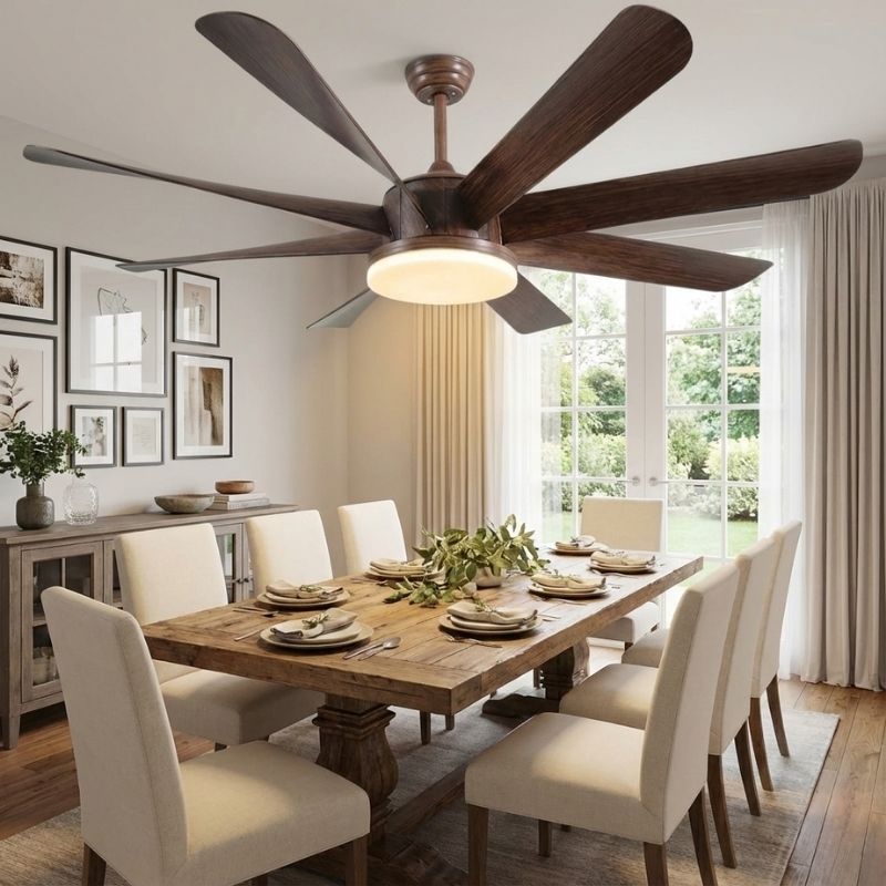 Quạt Trần 8 Cánh Nhựa ABS Có Đèn LED Hiện Đại DQ6188