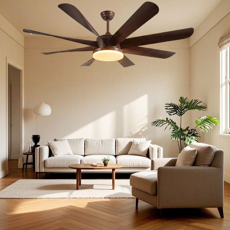 Quạt Trần 8 C&aacute;nh Nhựa C&oacute; Đ&egrave;n LED Trang Tr&iacute; Ph&ograve;ng Kh&aacute;ch DQ6188