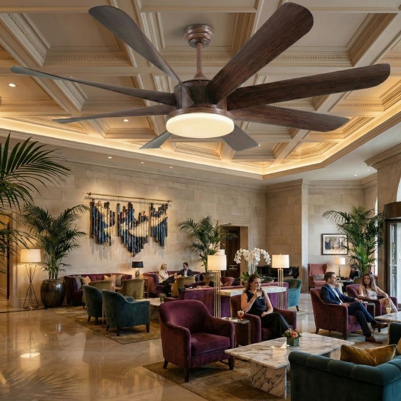 Quạt Trần 8 c&aacute;nh Trang Tr&iacute; Sảnh chờ - khu lounge kh&aacute;ch sạn - resort