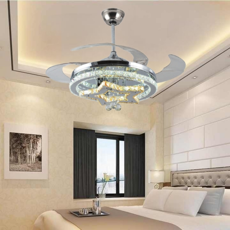 Quạt Trần Cánh Xếp Có Đèn LED Đổi 3 Màu DQ6063