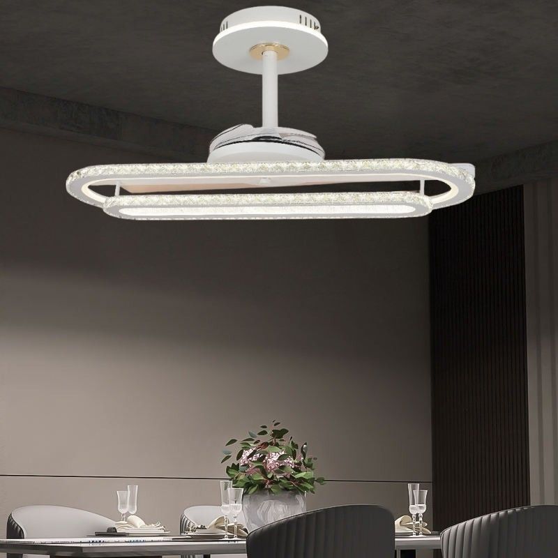 Quạt Trần C&aacute;nh Xếp C&oacute; Đ&egrave;n Trang Tr&iacute; Ph&ograve;ng Ăn Hiện Đại QT9765