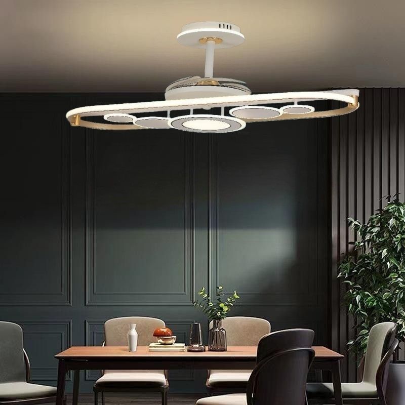 Quạt Trần C&aacute;nh Xếp C&oacute; Đ&egrave;n Trang Tr&iacute; Ph&ograve;ng Ăn QT9720