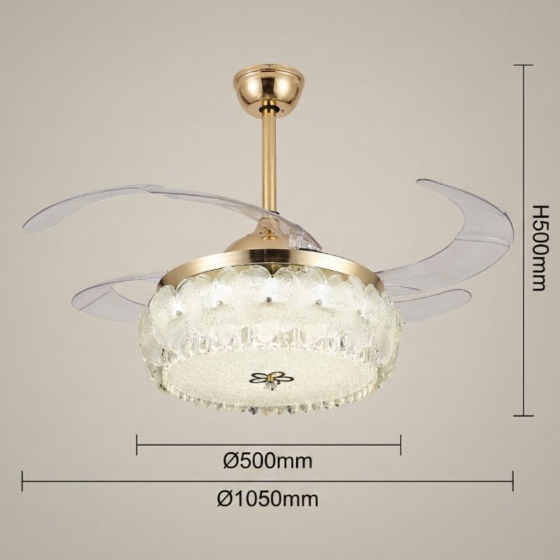 Quạt Trần C&aacute;nh Xếp C&oacute; Đ&egrave;n Trang Tr&iacute; Ph&ograve;ng Kh&aacute;ch Nhỏ QT6096