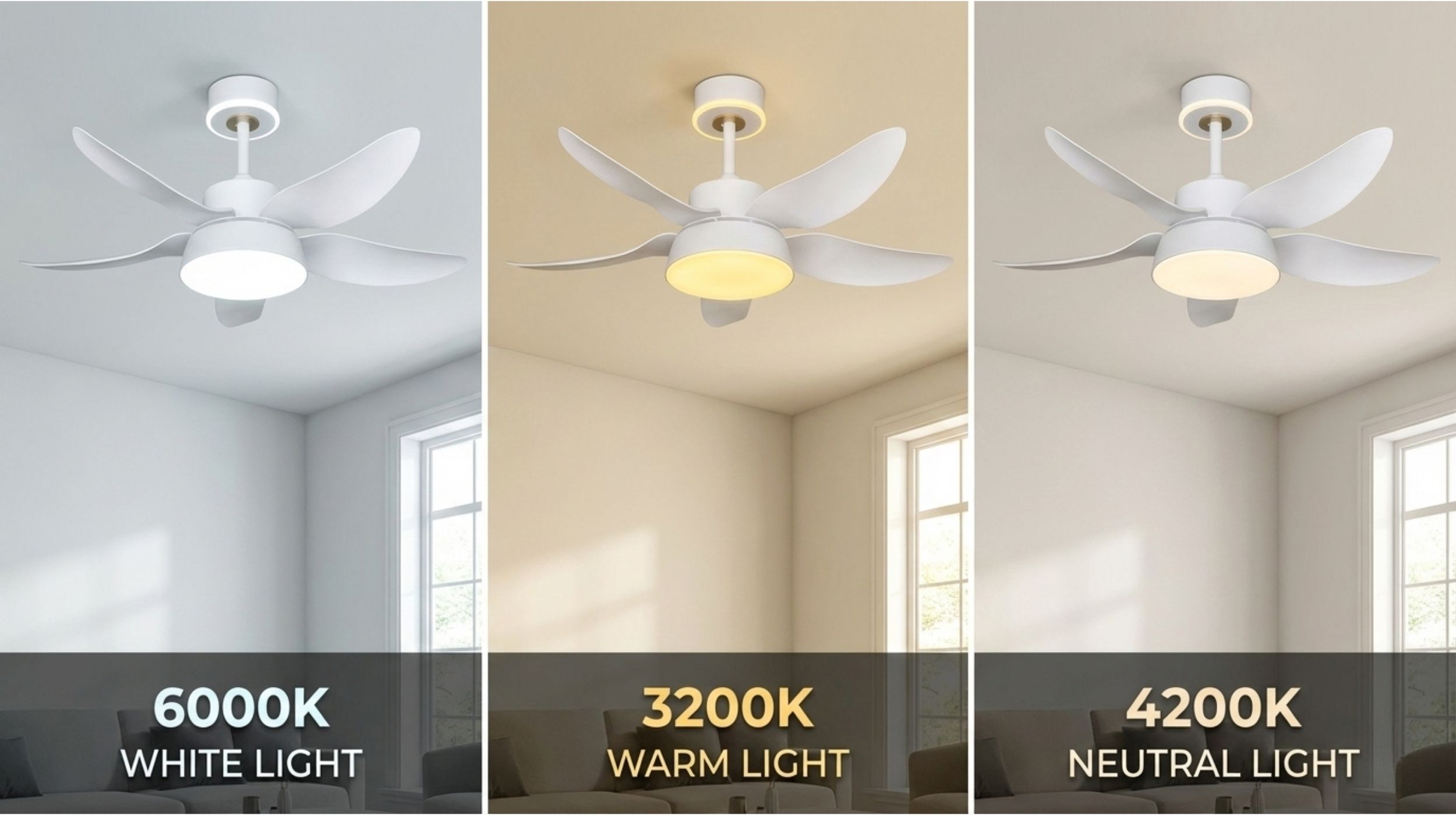 Quạt Trần Trang Trí 5 Cánh Nhựa Có Đèn Led 3 Màu