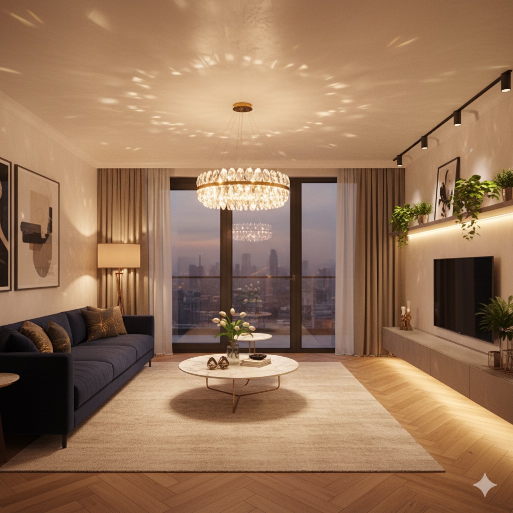 Tạo Lớp Sáng và Điểm Nhấn để Dẫn Dòng Năng Lượng trong Phòng Khách