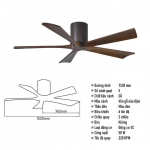 Quạt Trần Cánh Gỗ Trang Trí Phòng Khách KH-QT59 Ø1530