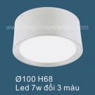 Đèn Lon Gắn Nổi Đổi 3 Màu LED 7W SN6563 Ø100