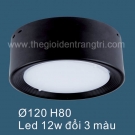 Đèn LED 12W Gắn Nổi Đổi Màu SN6564D Ø120