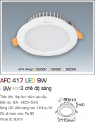 Đèn LED Âm Trần Thạch Cao 1 Màu 9W AFC 417 Ø90