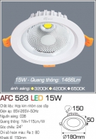 Đèn Led Âm Trần Chiếu Góc 24 độ 15W AFC 523 Ø150