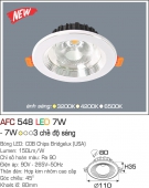 Đèn LED Âm Trần Góc Chiếu 45 độ 1 Màu 7W AFC 548 Φ80