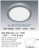 Đèn Led Gắn Nổi 3 Chế Độ Ánh Sáng 12W AFC 555X Φ180