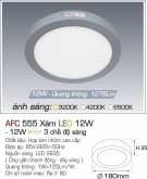 Đèn Áp Trần LED 12W AFC 555X Ø180