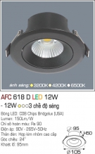 Đèn LED Âm Trần Góc Chiếu 24 độ 1 Màu 12W AFC 618D Φ95