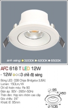 Đèn LED Âm Trần Góc Chiếu 24 độ 3 Màu 12W AFC 618T Φ95 