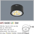 Đèn Lon LED Gắn Nổi 3W AFC 643D Ø70