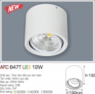 Đèn Lon LED Gắn Nổi Chỉnh Hướng 12W AFC 647T Ø130