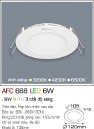 Đèn LED Âm Trần Siêu Mỏng 1 Màu 6W AFC 668 Ø105