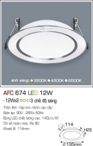 Đèn LED Âm Trần 1 Màu 12W AFC 674 Ø114